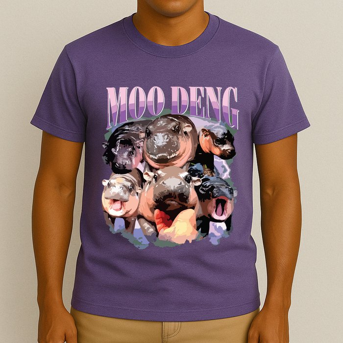 Funny Moodeng Baby Pygmy Hippo Cute Zoo For Family T-Shirt