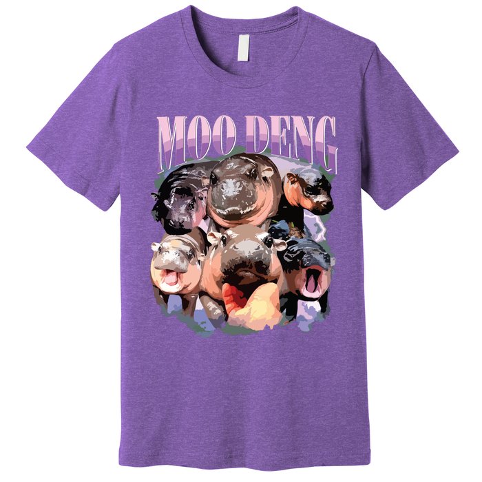 Funny Moodeng Baby Pygmy Hippo Cute Zoo For Family Premium T-Shirt