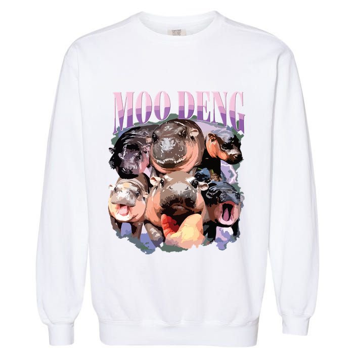 Funny Moodeng Baby Pygmy Hippo Cute Zoo For Family Garment-Dyed Sweatshirt