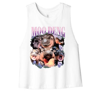 Funny Moodeng Baby Pygmy Hippo Cute Zoo For Family Women's Racerback Cropped Tank