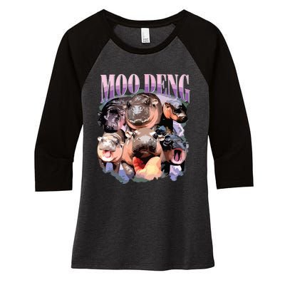 Funny Moodeng Baby Pygmy Hippo Cute Zoo For Family Women's Tri-Blend 3/4-Sleeve Raglan Shirt