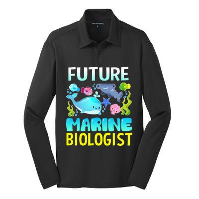 Future Marine Biologist Gifts Student Silk Touch Performance Long Sleeve Polo