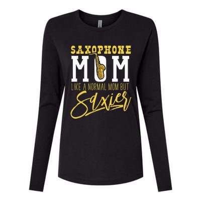 Funny Marching Band Saxophone Mom Normal But Saxier Womens Cotton Relaxed Long Sleeve T-Shirt