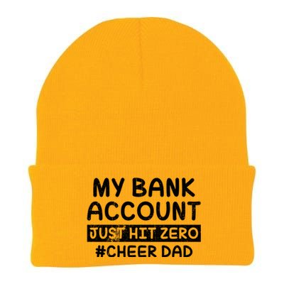 Funny My Bank Account Just Hit Zero Cheer Dad Humor Father Gift Knit Cap Winter Beanie