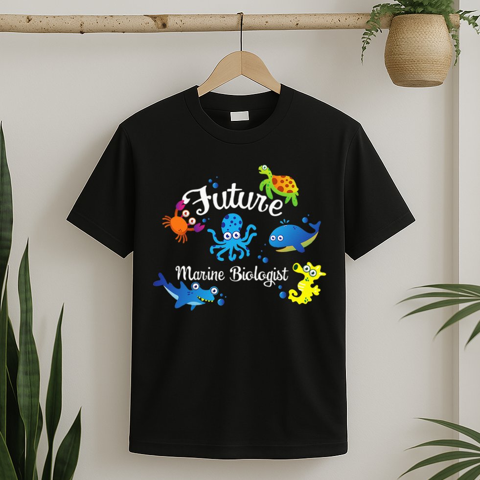 Future Marine Biologist Job Ocean Animal Lover Whale Turtle T-Shirt