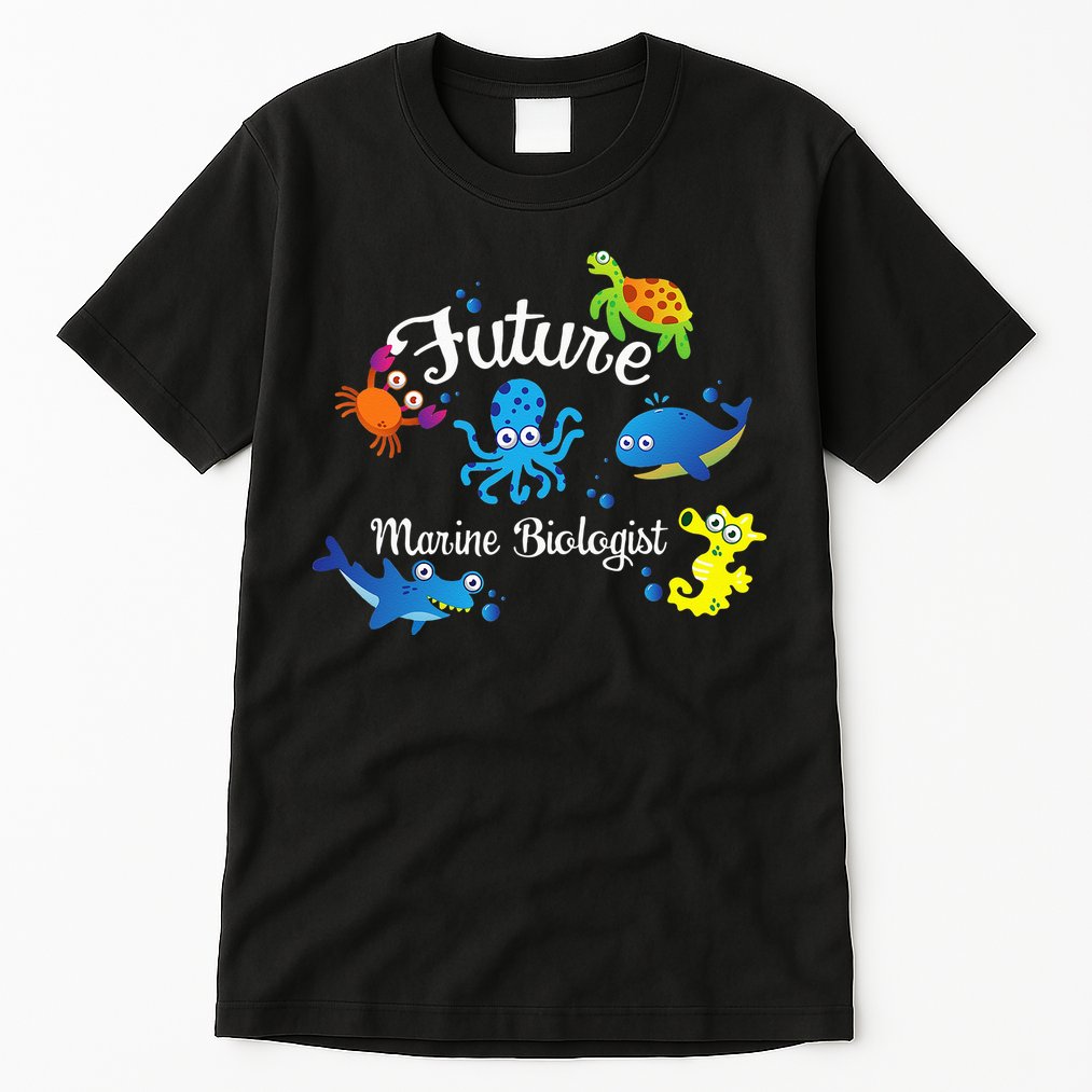 Future Marine Biologist Job Ocean Animal Lover Whale Turtle Tall T-Shirt