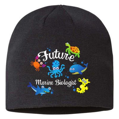 Future Marine Biologist Job Ocean Animal Lover Whale Turtle Sustainable Beanie
