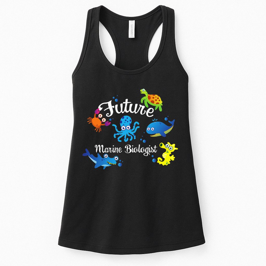 Future Marine Biologist Job Ocean Animal Lover Whale Turtle Womens Tank Top
