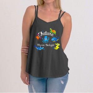 Future Marine Biologist Job Ocean Animal Lover Whale Turtle Women's Strappy Tank