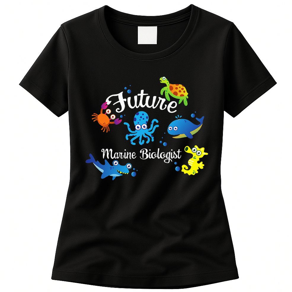 Future Marine Biologist Job Ocean Animal Lover Whale Turtle Womens T-Shirt
