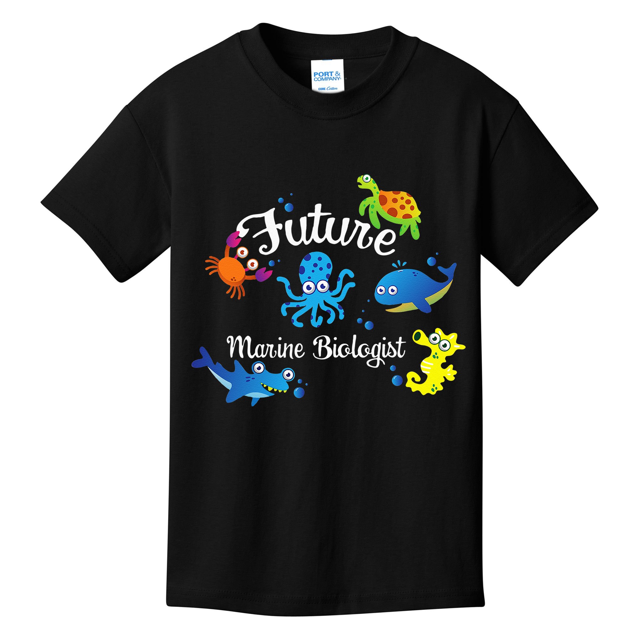 Future Marine Biologist Job Ocean Animal Lover Whale Turtle Kids T-Shirt