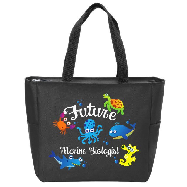 Future Marine Biologist Job Ocean Animal Lover Whale Turtle Zip Tote Bag