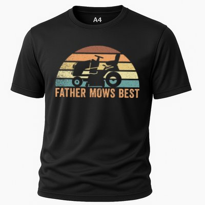 Father Mows Best Lawn Care Dad Mowing Gardener Performance Shirt