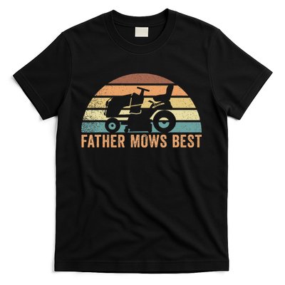 Father Mows Best Lawn Care Dad Mowing Gardener T-Shirt