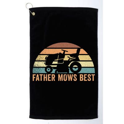 Father Mows Best Lawn Care Dad Mowing Gardener Golf Towel