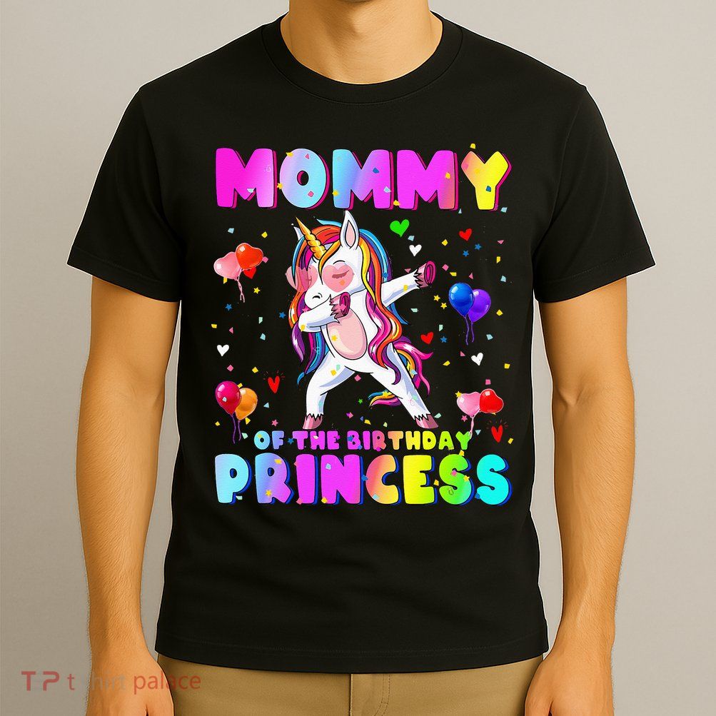 Family Matching Birthday Princess Girl Dabbing Unicorn Mom T-Shirt