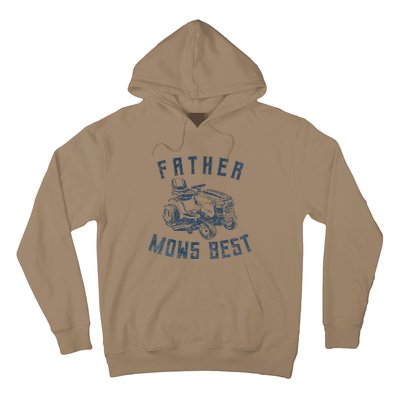 Father Mows Best Funny Riding Mower Retro Mowing Dad Gift Hoodie