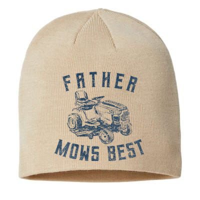 Father Mows Best Funny Riding Mower Retro Mowing Dad Gift Sustainable Beanie