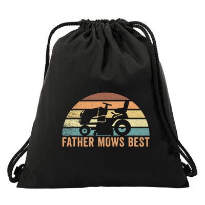 Father Mows Best Lawn Care Dad Mowing Gardener Drawstring Bag