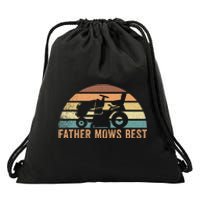 Father Mows Best Lawn Care Dad Mowing Gardener Drawstring Bag