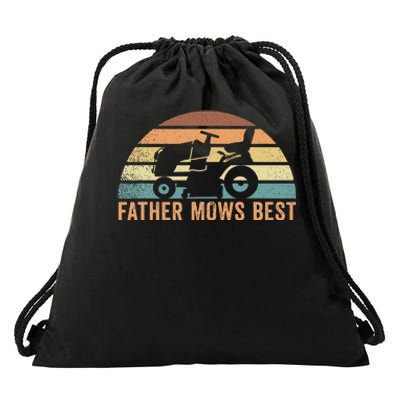 Father Mows Best Lawn Care Dad Mowing Gardener Drawstring Bag