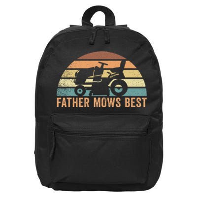 Father Mows Best Lawn Care Dad Mowing Gardener 16 in Basic Backpack