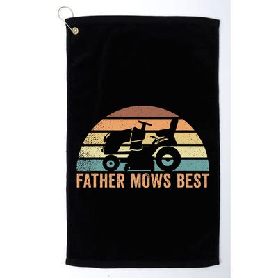 Father Mows Best Lawn Care Dad Mowing Gardener Golf Towel