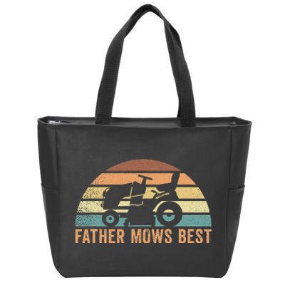 Father Mows Best Lawn Care Dad Mowing Gardener Zip Tote Bag