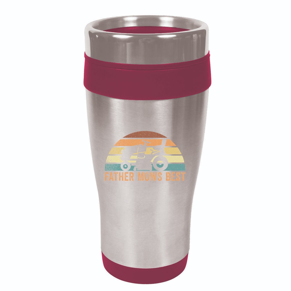 Father Mows Best Lawn Care Dad Mowing Gardener 16oz Travel Tumbler