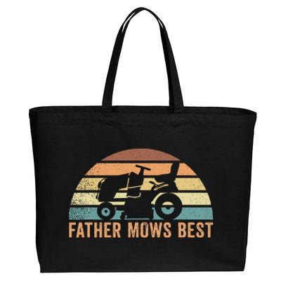 Father Mows Best Lawn Care Dad Mowing Gardener Cotton Canvas Jumbo Tote