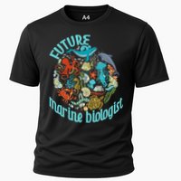 Future Marine Biologist Ocean Life Drawing Whale Octopus Cooling Performance Crew T-Shirt