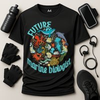 Future Marine Biologist Ocean Life Drawing Whale Octopus Cooling Performance Crew T-Shirt