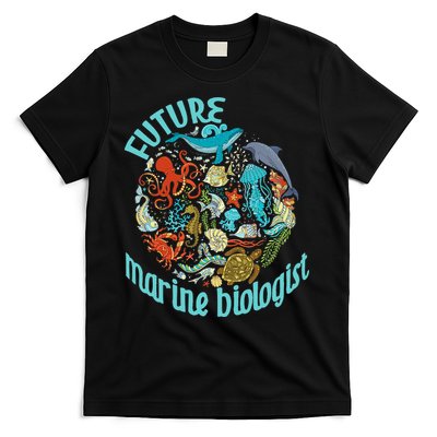 Future Marine Biologist Ocean Life Drawing Whale Octopus T-Shirt