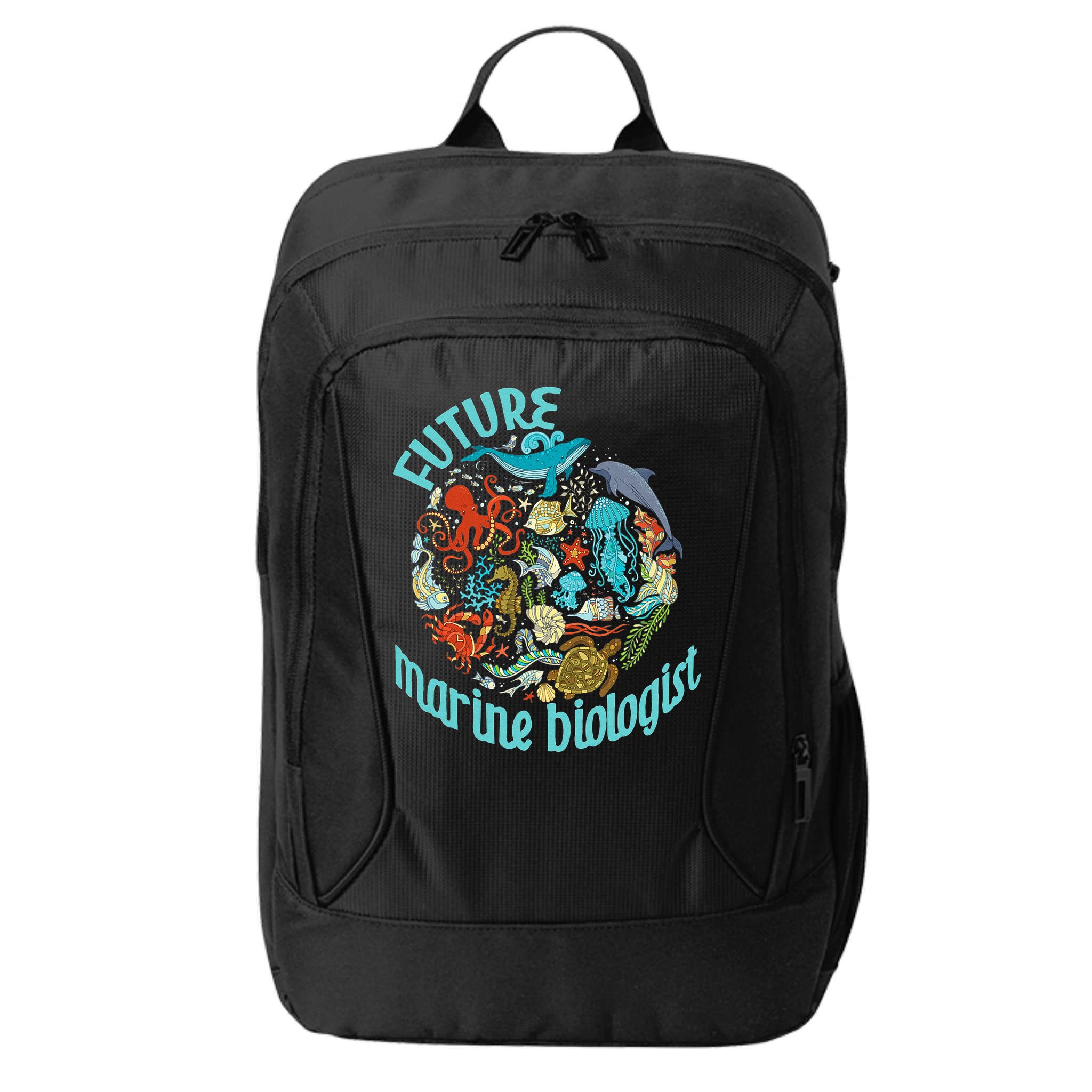 Future Marine Biologist Ocean Life Drawing Whale Octopus City Backpack