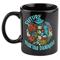 Future Marine Biologist Ocean Life Drawing Whale Octopus 11oz C Handle Ceramic Mug