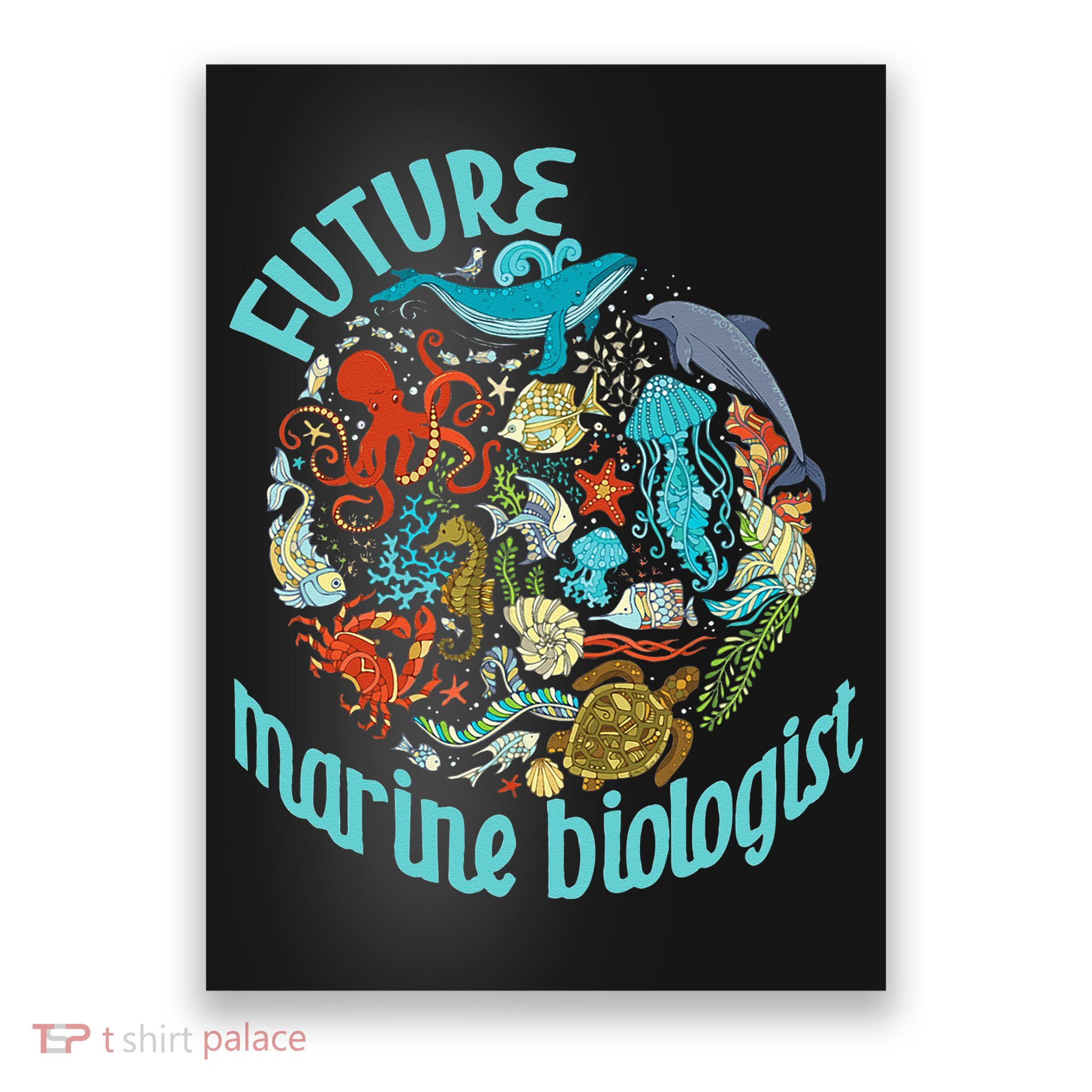 Future Marine Biologist Ocean Life Drawing Whale Octopus Poster