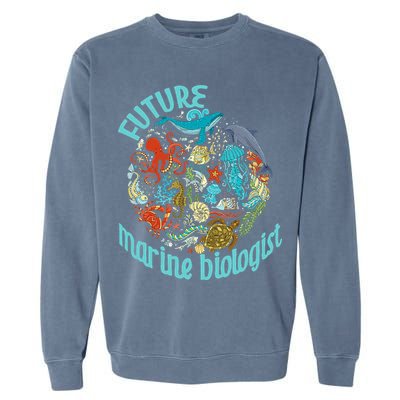 Future Marine Biologist Ocean Life Drawing Whale Octopus Garment-Dyed Sweatshirt