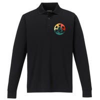 Funny Mountain Biking Art For MTB Mountain Biker Performance Long Sleeve Polo