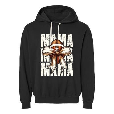 Football Mama Bow Fall Coquette Bow Garment-Dyed Fleece Hoodie