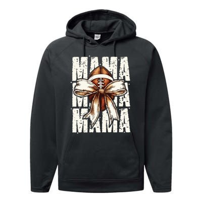 Football Mama Bow Fall Coquette Bow Performance Fleece Hoodie