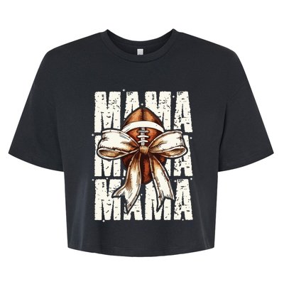 Football Mama Bow Fall Coquette Bow Bella+Canvas Jersey Crop Tee