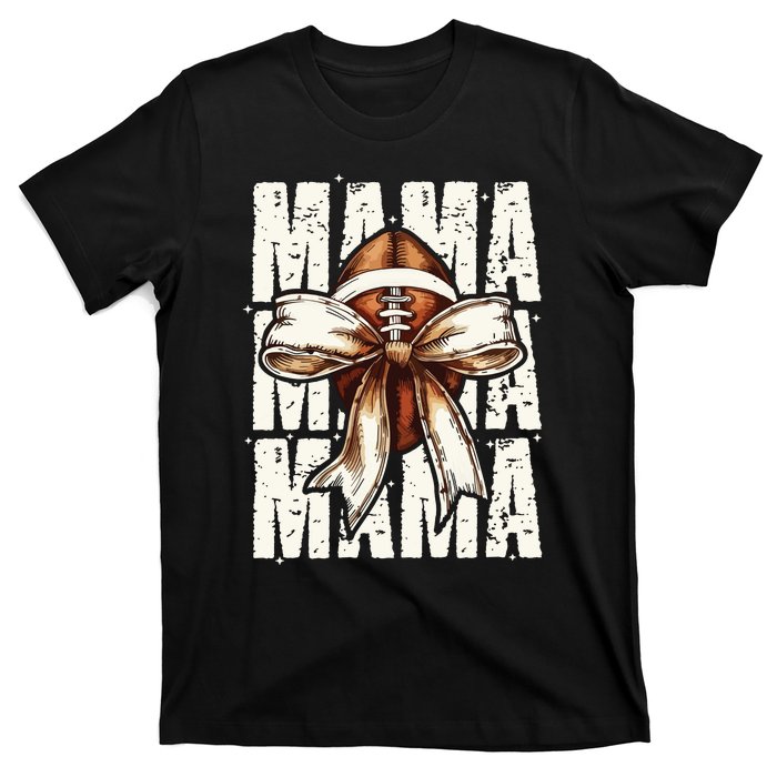 Football Mama Bow Fall Coquette Bow T-Shirt