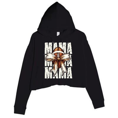 Football Mama Bow Fall Coquette Bow Crop Fleece Hoodie