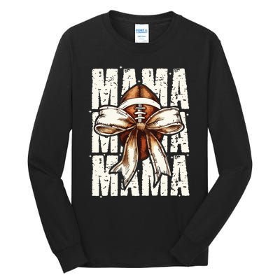 Football Mama Bow Fall Coquette Bow Tall Long Sleeve T-Shirt