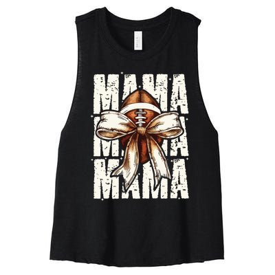 Football Mama Bow Fall Coquette Bow Women's Racerback Cropped Tank