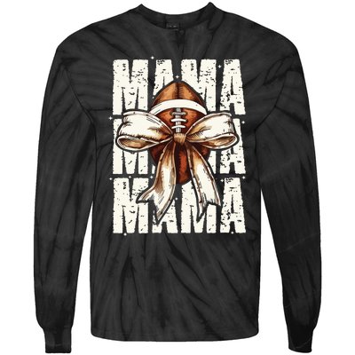 Football Mama Bow Fall Coquette Bow Tie-Dye Long Sleeve Shirt