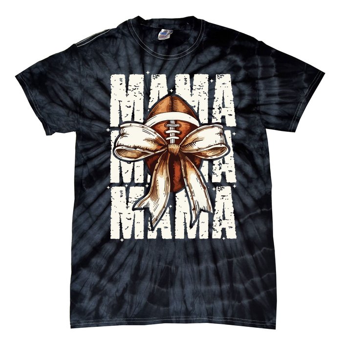 Football Mama Bow Fall Coquette Bow Tie-Dye T-Shirt