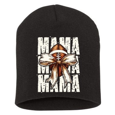 Football Mama Bow Fall Coquette Bow Short Acrylic Beanie