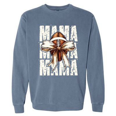 Football Mama Bow Fall Coquette Bow Garment-Dyed Sweatshirt