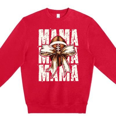 Football Mama Bow Fall Coquette Bow Premium Crewneck Sweatshirt